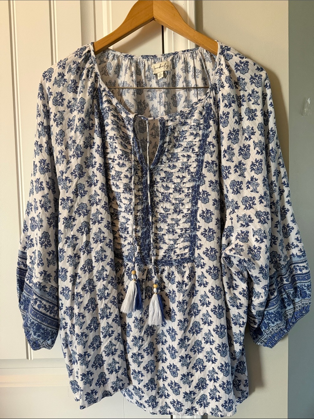 Wonderly split neck boho Blouse 3X